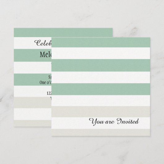 Munt, Bord en Witte Strepen Verjaardag Kaart (Voorkant / Achterkant)