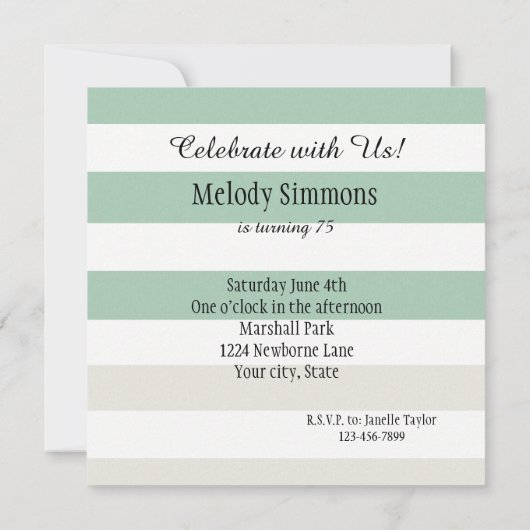 Munt, Bord en Witte Strepen Verjaardag Kaart (Achterkant)