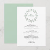 Munt botanische bruiloft. Elegant eenvoudig blad Menu (Voorkant / Achterkant)
