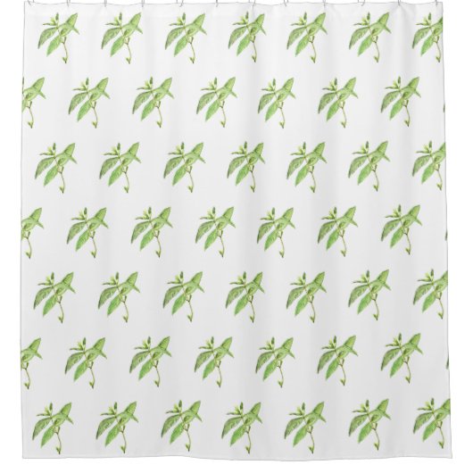 Munt botanische planten groene tuin waterverf douchegordijn (Voorkant)
