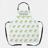 Munt botanische planten groene tuin waterverf schort (Voorkant)