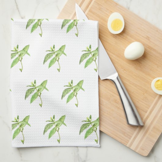 Munt botanische planten groene tuin waterverf theedoek (Quarter Fold)