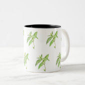 Munt botanische planten groene tuin waterverf tweekleurige koffiemok (Voorkant rechts)
