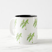 Munt botanische planten groene tuin waterverf tweekleurige koffiemok (Voorkant links)