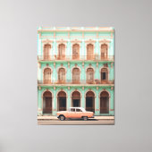 Munt Bouwen Perzik Auto Havana Cuba Canvas Afdruk (Voorkant)