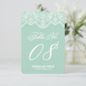 Munt Brokaat Kant Bruiloft Tafel Nummer Kaarten (Staand voorkant)