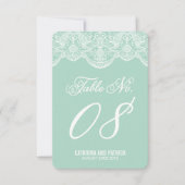 Munt Brokaat Kant Bruiloft Tafel Nummer Kaarten (Voorkant)