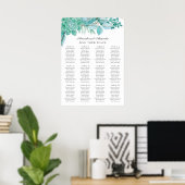 Munt bruiloft. Waterverf succulenten zitplaatskaar Poster (Thuiskantoor)
