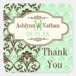  Munt, Bruine Rollen 1.5"HuwelijksSticker Vierkante Sticker