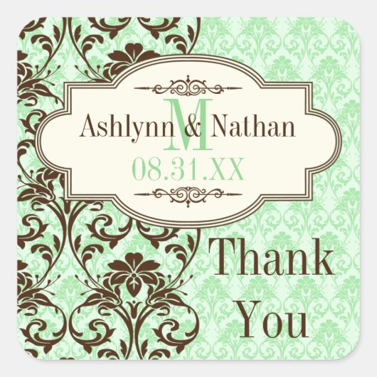 Munt, Bruine Rollen 1.5"HuwelijksSticker Vierkante Sticker (Voorkant)