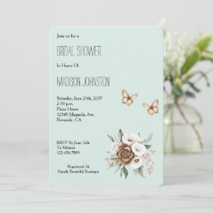 Munt Calla Lelie Bloemen Vlinders Bruidsfeest Kaart