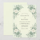 Munt Celadon Eucalyptus Bruiloft Kaart (Voorkant / Achterkant)