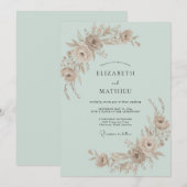 Munt Champagne Roze Bruiloft Kaart (Voorkant / Achterkant)