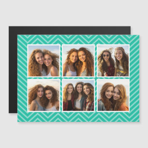 Munt Chevron-patroon met trendy 6 foto collage