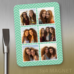 Munt Chevron-patroon met trendy 6 foto-collage Magneet