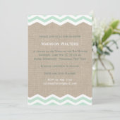 Munt Chevrons op Burlap Bat Mitzvah Uitnodiging (Staand voorkant)