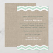 Munt Chevrons op Burlap Bat Mitzvah Uitnodiging (Voorkant / Achterkant)