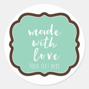 Munt & Chocolade Bruin Met Liefde Bakkerij Favor Ronde Sticker