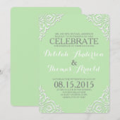 Munt Damast Filigraan Elegante Trouw Uitnodiging (Voorkant / Achterkant)