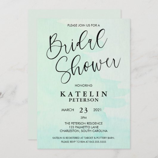 Munt de Uitnodiging van de Bridal van de Waterverf (Voorkant / Achterkant)