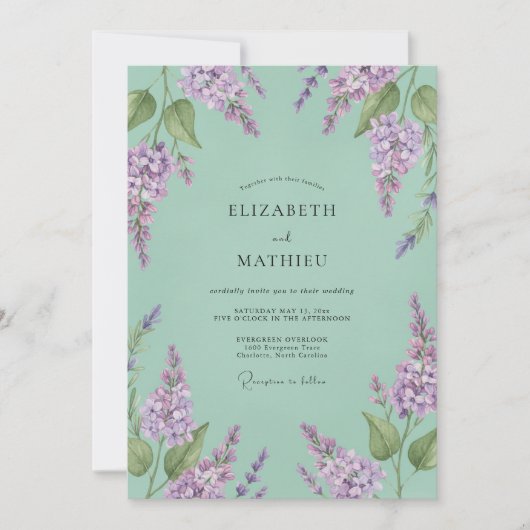 Munt Delicate Botanische Bruiloft Kaart (Voorkant)