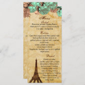 Munt  eiffeltoren Paris trouwmenkkaarten Menu (Voorkant / Achterkant)