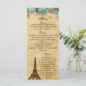 Munt  eiffeltoren Paris trouwmenkkaarten Menu (Staand voorkant)