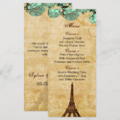 Munt  eiffeltoren Paris trouwmenkkaarten Menu (Voorkant / Achterkant)