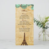 Munt  eiffeltoren Paris trouwmenkkaarten Menu (Staand voorkant)
