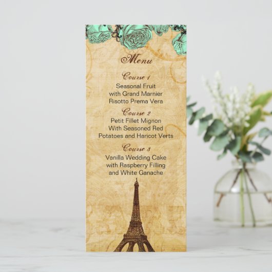 Munt  eiffeltoren Paris trouwmenkkaarten Menu (Staand voorkant)