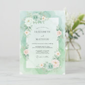 Munt Elegante Waterverf Bruiloft Kaart (Staand voorkant)