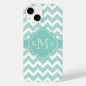 Munt en Aqua Chevron Custom Monogram Case-Mate iPhone Case (Achterkant)
