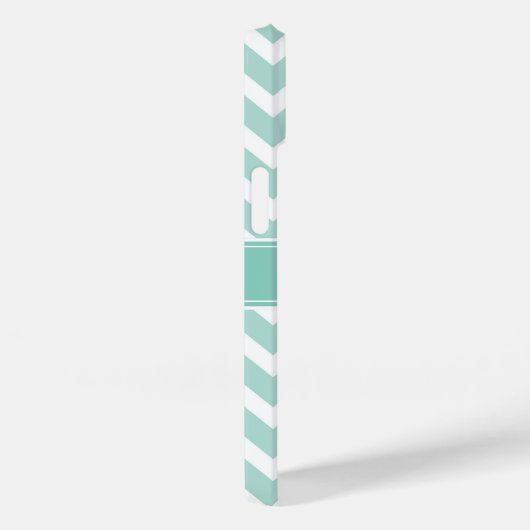 Munt en Aqua Chevron Custom Monogram Case-Mate iPhone Case (Achterkant / Rechts)