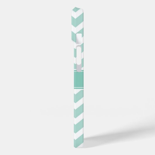 Munt en Aqua Chevron Custom Monogram Case-Mate iPhone Case (Achterkant / Links)
