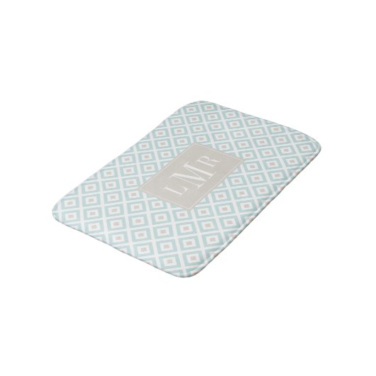 Munt en Beige Modern Monogram Badmat (Gekanteld)