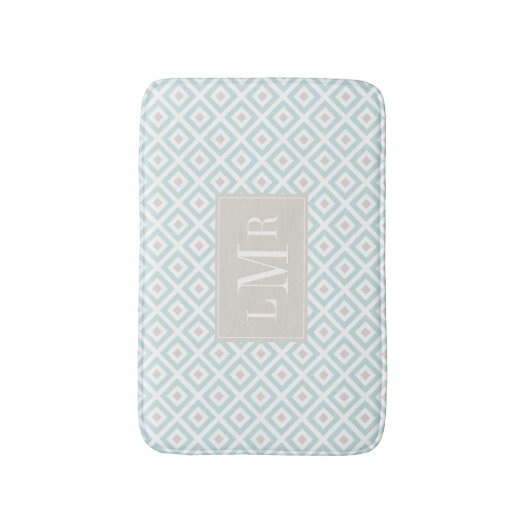Munt en Beige Modern Monogram Badmat (Voorkant Verticaal)