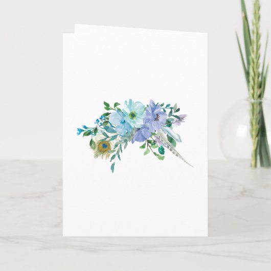 Munt- en blauw boho bloemenbruiloft programma (Achterkant)