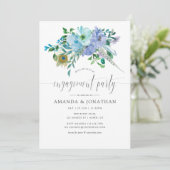 Munt- en blauwe aquarel boho verlovingsfeest kaart (Staand voorkant)