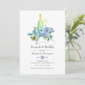 Munt- en blauwe boho brunch en bubbelige bruidsuit kaart (Staand voorkant)