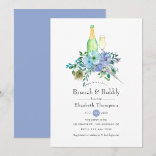 Munt- en blauwe boho brunch en bubbelige bruidsuit kaart