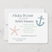 Munt en Blauwe Strepen Nautisch Baby shower Kaart (Achterkant)