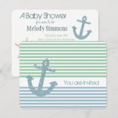 Munt en Blauwe Strepen Nautisch Baby shower Kaart (Voorkant / Achterkant)