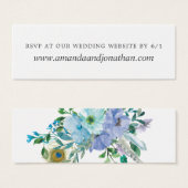 Munt en Blauwe Waterverf Boho Bloemen Bruiloft RSV Mini Visitekaartjes (Voorkant /achterkant)