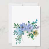 Munt en Blauwe Waterverf Floral Wedding Uitnodigin Kaart (Achterkant)