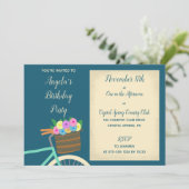 Munt en Blauwgroen Kringloopmand met Bloemen Kaart (Staand voorkant)