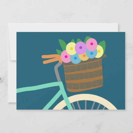 Munt en Blauwgroen Kringloopmand met Bloemen Kaart (Achterkant)