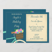 Munt en Blauwgroen Kringloopmand met Bloemen Kaart (Voorkant / Achterkant)