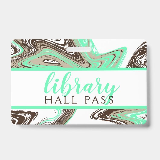 Munt en chocolade slagen BIBLIOTHEEK HALL PASS Badge (Voorzijde)