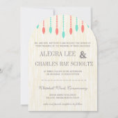 Munt en Coral Bohemian Beaded Uitnodiging (Voorkant)