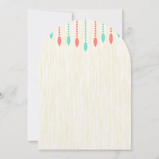 Munt en Coral Bohemian Beaded Uitnodiging (Achterkant)